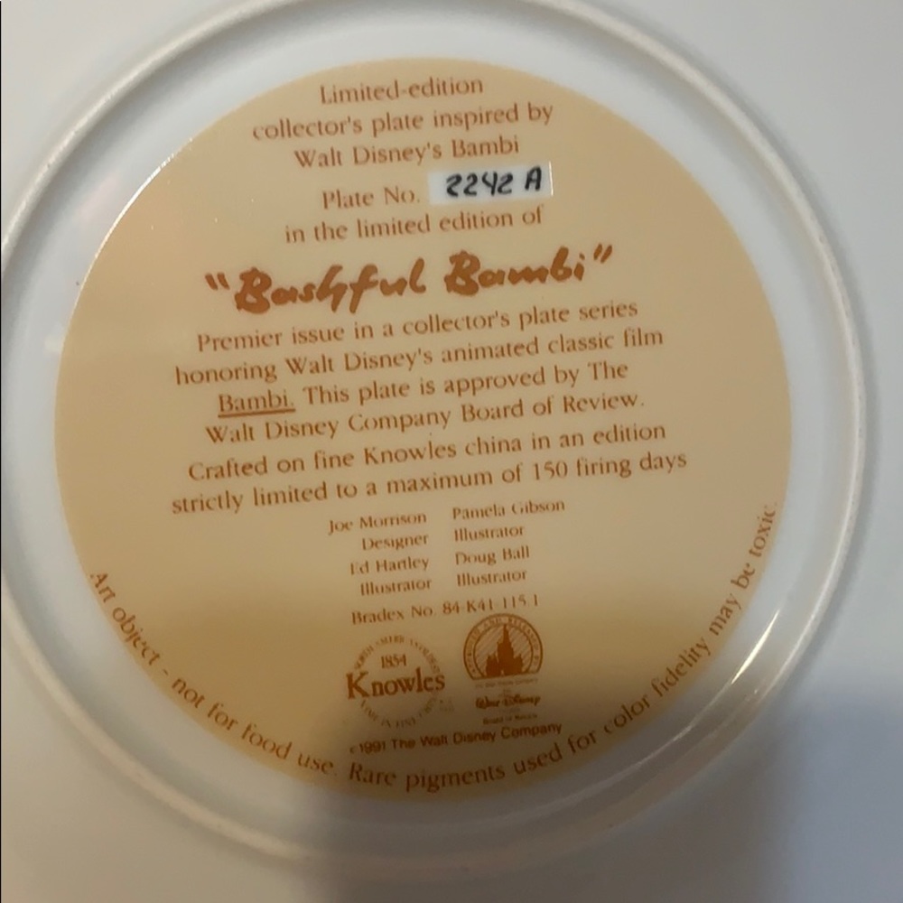 PLATE #1 Knowles Disney’s Bashful Bambi Limited Collectible Plate - Picture 4 of 8